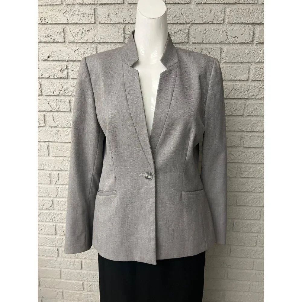 Antonio Melani Women Gray One Button Jacket Size 6
